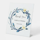 Elegant Victorian Navy Blue Lily Floral Botanical  台座サイン (正面)