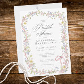 Elegant Victorian Pastel Floral Bow Bridal Shower 招待状