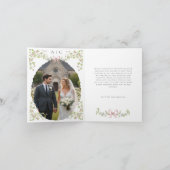 Elegant Victorian Pastel Floral Bow Photo Wedding サンキューカード (内部)