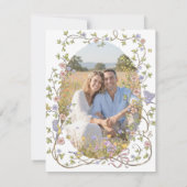 Elegant Victorian Pastel Floral Bow Photo Wedding セーブザデート (裏面)