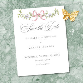 Elegant Victorian Pastel Floral Bow Wedding セーブザデート