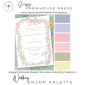 Elegant Victorian Pastel Floral Bow Wedding 招待状