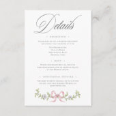 Elegant Victorian Pastel Floral Bow Wedding Detail エンクロージャーカード (正面)