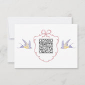 Elegant Victorian Pastel Floral Bow Wedding QR 出欠カード (裏面)