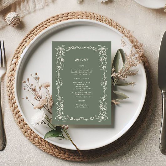 Elegant Victorian Sage Green Wedding メニュー