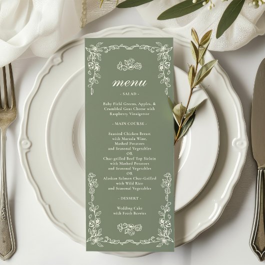 Elegant Victorian Sage Green Wedding メニュー