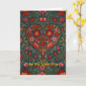Elegant Victorian Valentines Day heart design カード (黄色い花)