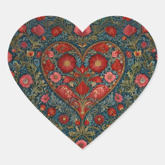Elegant Victorian Valentines Day heart design ハートシール (正面)
