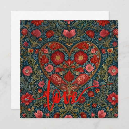 Elegant Victorian Valentines Day heart design 招待状 (正面/裏面)