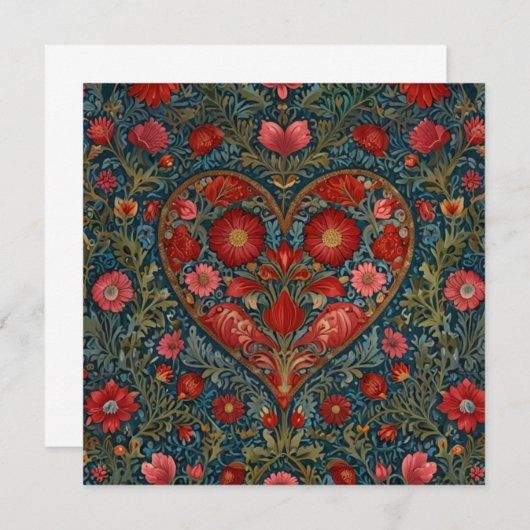Elegant Victorian Valentines Day heart design 招待状 (正面/裏面)