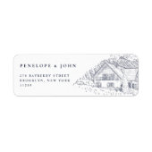 Elegant Vineyard Illustration Wedding Return ラベル (正面)