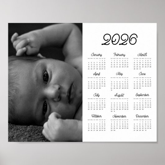 Elegant vintage 2026 photo landscape calendar ポスター (正面)