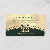 Elegant Vintage Arch Glitter Gold Emerald Green 名刺 (裏面)