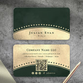 Elegant Vintage Arch Glitter Gold Emerald Green 名刺