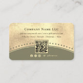 Elegant Vintage Arch Glitter Gold Sage Green 名刺 (裏面)