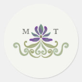 Elegant Vintage Art Nouveau Floral Wedding ラウンドシール (正面)