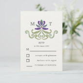 Elegant Vintage Art Nouveau Floral Wedding 出欠カード (スタンド正面)