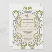 Elegant Vintage Art Nouveau Floral Wedding 招待状 (正面)