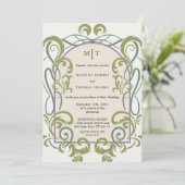 Elegant Vintage Art Nouveau Floral Wedding 招待状 (スタンド正面)