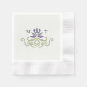 Elegant Vintage Art Nouveau Initials Wedding 縁ありカクテルナプキン (正面)