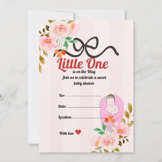 Elegant Vintage Baby Shower Invitation Card – Mini 招待状 (正面)