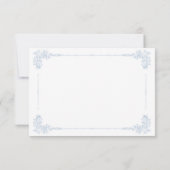 Elegant Vintage Baroque Dusty Blue Wedding 出欠カード (裏面)