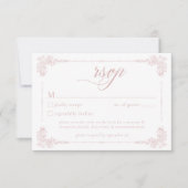 Elegant Vintage Baroque Dusty Pink Wedding QR 出欠カード (正面)