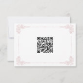 Elegant Vintage Baroque Dusty Pink Wedding QR 出欠カード (裏面)