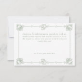 Elegant Vintage Baroque Sage Green Wedding サンキューカード (裏面)
