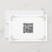 Elegant Vintage Baroque Sage Green Wedding QR 出欠カード (裏面)