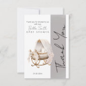 Elegant Vintage Bassinet Baby Shower サンキューカード (正面)
