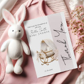 Elegant Vintage Bassinet Baby Shower サンキューカード