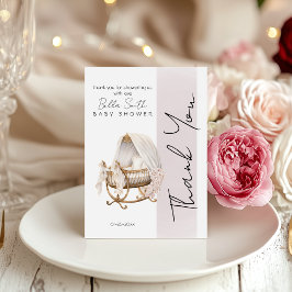 Elegant Vintage Bassinet Baby Shower サンキューカード