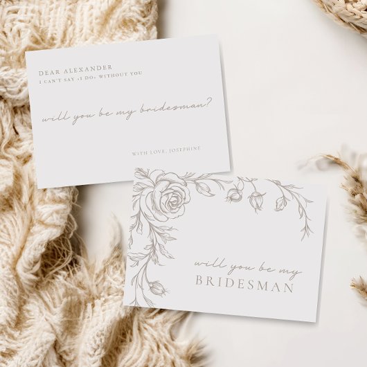 Elegant Vintage Be My Bridesman Proposal Card 招待状