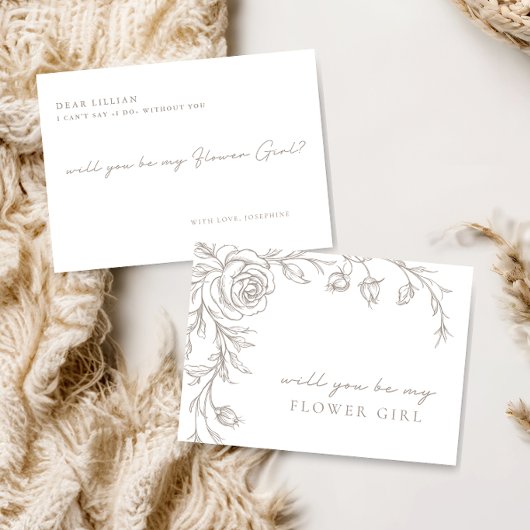 Elegant Vintage Be My Flower Girl Proposal Card 招待状