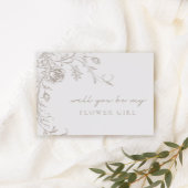 Elegant Vintage Be My Flower Girl Proposal Card 招待状