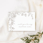 Elegant Vintage Be My Flower Girl Proposal Card 招待状