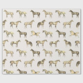 Elegant Vintage Beige Saddled Horses ラッピングペーパー (フラット)