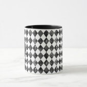 Elegant vintage black &white checkerboard monogram マグカップ (中央)
