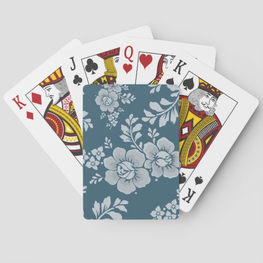 Elegant Vintage Blue Flower Pattern トランプ (裏面)