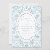 Elegant Vintage Blue Toile Bridal Shower 招待状 (正面)