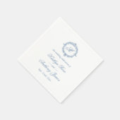Elegant Vintage Blue Toile Monogram Wedding スタンダードカクテルナプキン (角)