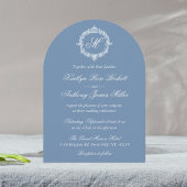 Elegant Vintage Blue Toile Monogram Wedding 招待状