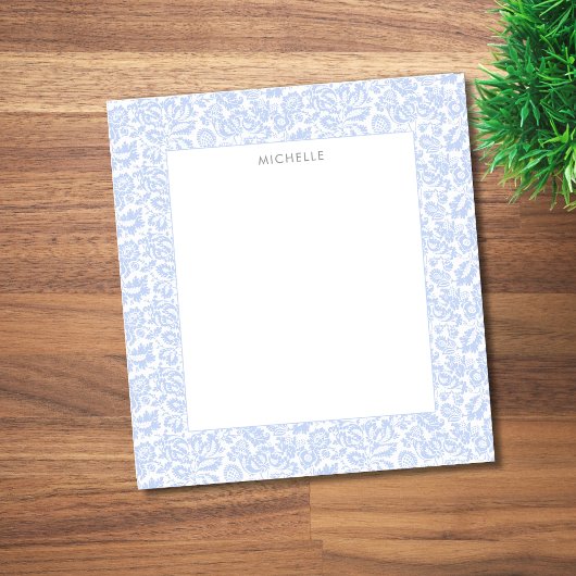 Elegant Vintage Blue Venetian Floral Botanical ノートパッド