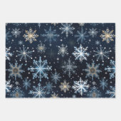 Elegant Vintage Blue White Snowflake Pattern ラッピングペーパーシート (正面)
