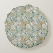 Elegant Vintage Botanical Dandelion ラウンドクッション (裏面)