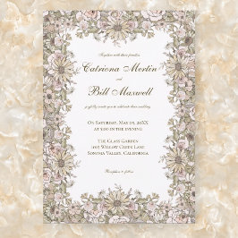 Elegant Vintage Botanical Frame Wedding Invitation 招待状