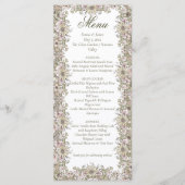 Elegant Vintage Botanical Frame Wedding Menu Card メニュー (正面)