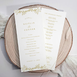 Elegant Vintage Botanical  Gold Wedding Program プログラム