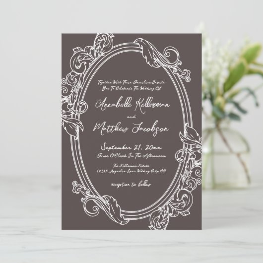 Elegant Vintage Brown Wedding 招待状 (スタンド正面)